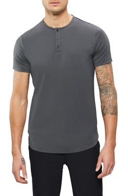 Cuts AO Curved Hem Short Sleeve Henley in Graphite