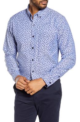 Cutter & Buck Anchor Classic Fit Tossed Print Button-Down Shirt in Indigo