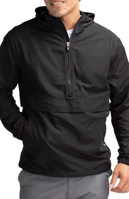 Cutter & Buck Charter Water & Wind Resistant Packable Recycled Polyester Anorak in Black