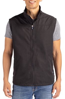 Cutter & Buck Charter Water & Wind Resistant Packable Recycled Polyester Vest in Black