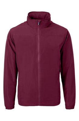 Cutter & Buck Charter Water Resistant Packable Full Zip Recycled Polyester Jacket in Bordeaux