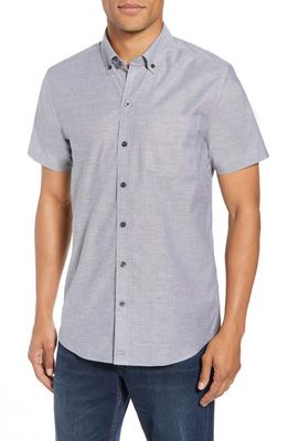 Cutter & Buck Classic Fit Short Sleeve Button-Down Oxford Shirt in Charcoal