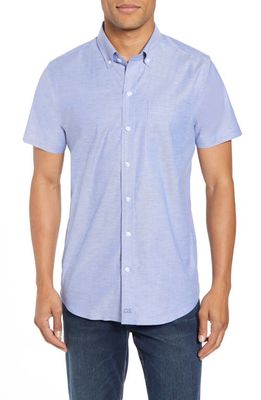 Cutter & Buck Classic Fit Short Sleeve Button-Down Oxford Shirt in French Blue