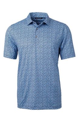 Cutter & Buck Magnolia Scatter Print Performance Polo in Atlas/Navy Blue