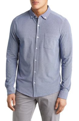 Cutter & Buck Reach Button-Down Piqué Knit Shirt in Indigo