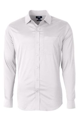 Cutter & Buck Versatech Geo Dobby Classic Fit Button-Down Performance Shirt in White/black