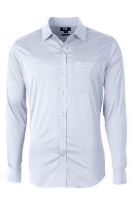Cutter & Buck Versatech Geo Dobby Classic Fit Button-Down Performance Shirt in White/french Blue