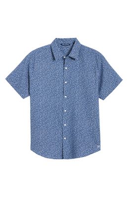 Cutter & Buck Windward Mineral Short Sleeve Button-Up Shirt in White/Indigo