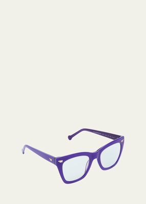 CXB130 Purple Blue Blocking Acetate Rectangle Glasses