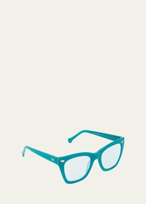 CXB130 Turquoise Blue Blocking Acetate Rectangle Glasses