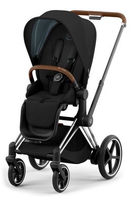 CYBEX e-PRIAM 2 Electronic Smart Stroller with Chrome/Brown Frame in Deep Black
