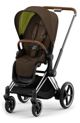 CYBEX e-PRIAM 2 Electronic Smart Stroller with Chrome/Brown Frame in Khaki Green