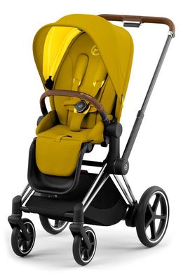 CYBEX e-PRIAM 2 Electronic Smart Stroller with Chrome/Brown Frame in Mustard Yellow