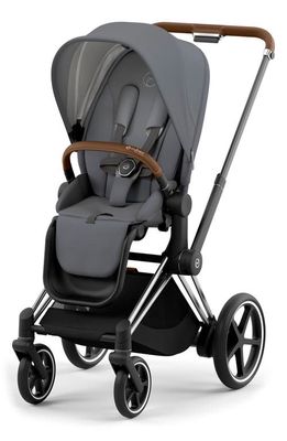 CYBEX e-PRIAM 2 Electronic Smart Stroller with Chrome/Brown Frame in Soho Grey