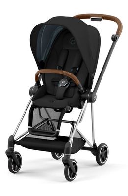 CYBEX MIOS 3 Compact Lightweight Stroller with Chrome/Brown Frame in Deep Black