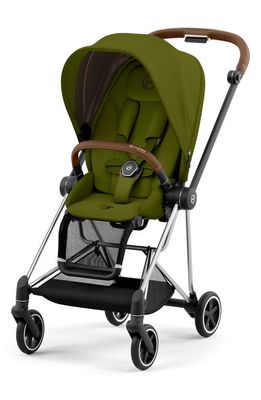 CYBEX MIOS 3 Compact Lightweight Stroller with Chrome/Brown Frame in Khaki Green