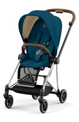 CYBEX MIOS 3 Compact Lightweight Stroller with Chrome/Brown Frame in Mountain Blue