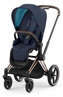 CYBEX Priam 4 Rose Gold Compact Stroller in Nautical Blue