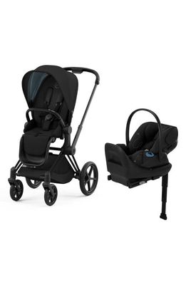 CYBEX Priam Stroller & Cloud G Lux Infant Car Seat Travel System in Moon Black