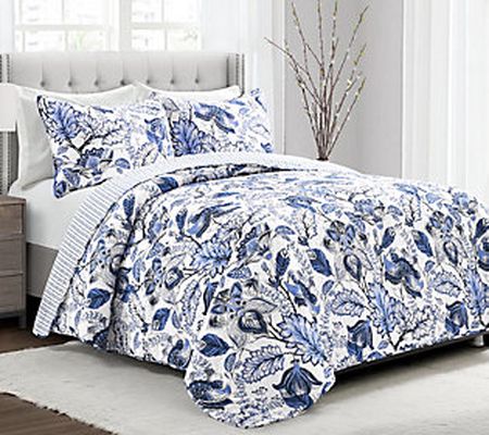 Cynthia Jacobean 3-Piece King Quilt Set by Lush Decor