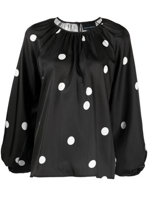 Cynthia Rowley Alice polka-dot gathered blouse - Black