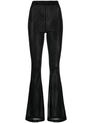 Cynthia Rowley Amelia crystal-embellished mesh trousers - Black