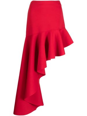 Cynthia Rowley asymmetric ruffled miniskirt - Red