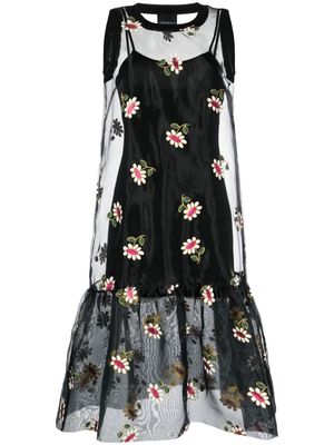 Cynthia Rowley Carrie floral-print mid dress - Black