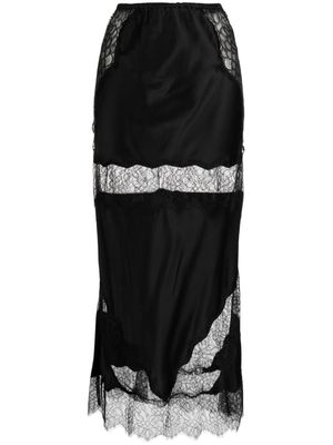 Cynthia Rowley charmeuse lace silk skirt - Black