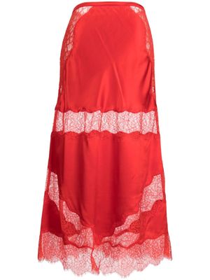 Cynthia Rowley Charmeuse lace silk skirt - Red