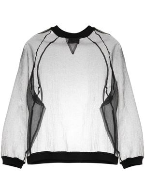 Cynthia Rowley crew-neck organza sweatshirt - Black