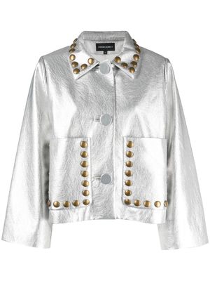 Cynthia Rowley cropped studded faux-leather jacket - SILVER