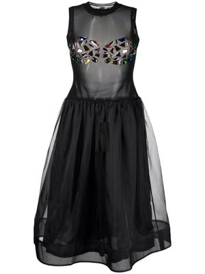 Cynthia Rowley crystal-embellished organza midi dress - Black