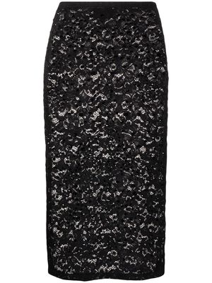 Cynthia Rowley crystal lace mesh pencil skirt - Black