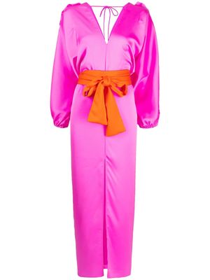 Cynthia Rowley Dolman ruffle-trim belted maxi dress - Pink