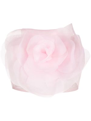 Cynthia Rowley floral-appliqué organza bandeau top - Pink