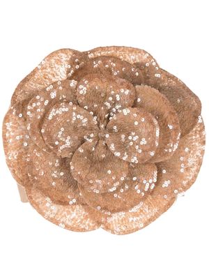 Cynthia Rowley floral-appliqué sequinned bandeau top - Brown
