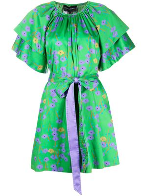 Cynthia Rowley floral flutter-sleeve mini dress - Green