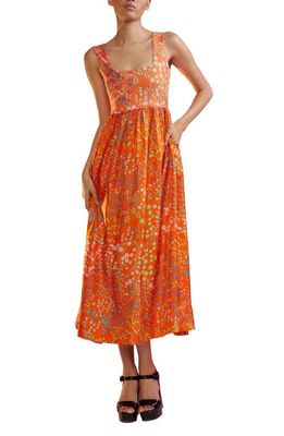 Cynthia Rowley Floral Isla Stretch Silk Sundress in Orange Multi