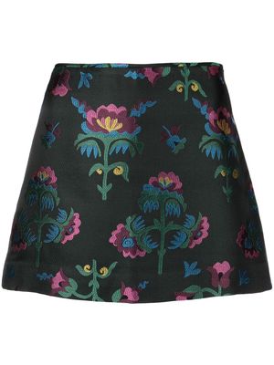 Cynthia Rowley floral-jacquard mini skirt - Green
