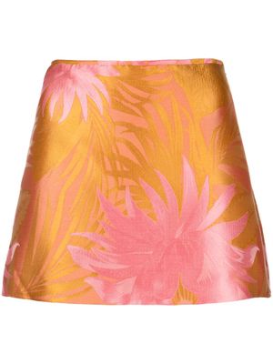 Cynthia Rowley floral-jacquard mini skirt - Orange