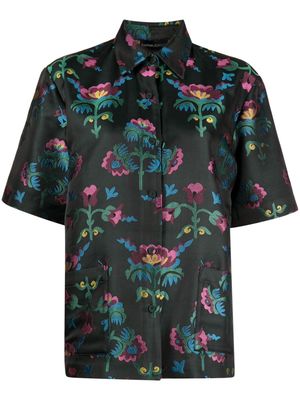 Cynthia Rowley floral-jacquard short-sleeved shirt - Green
