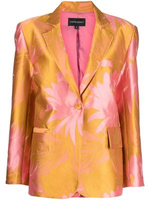 Cynthia Rowley floral-jacquard single-breasted blazer - Orange