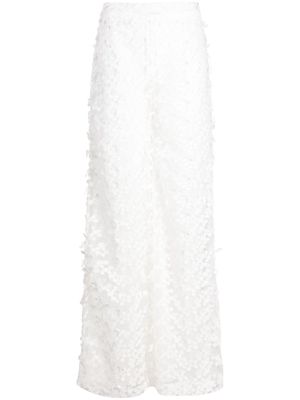 Cynthia Rowley floral-lace high-waisted trousers - White