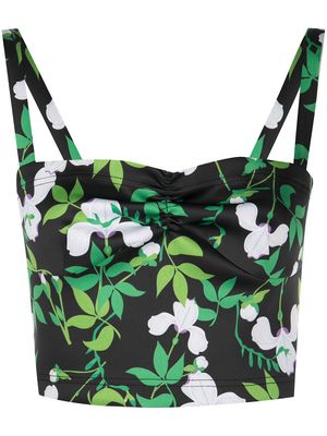 Cynthia Rowley floral-print cropped bustier top - Black