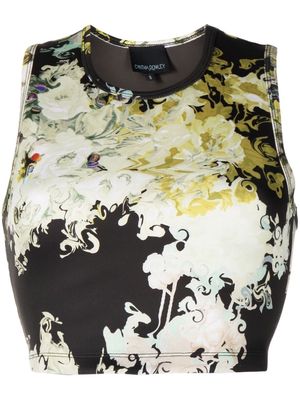 Cynthia Rowley floral-print cropped tank top - Black