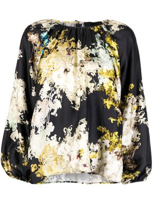 Cynthia Rowley floral-print gathered blouse - Black