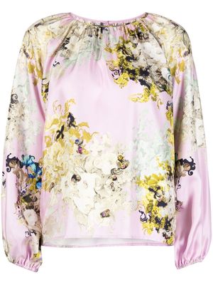 Cynthia Rowley floral-print gathered blouse - Pink