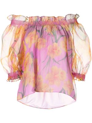 Cynthia Rowley floral-print off-shoulder top - Pink