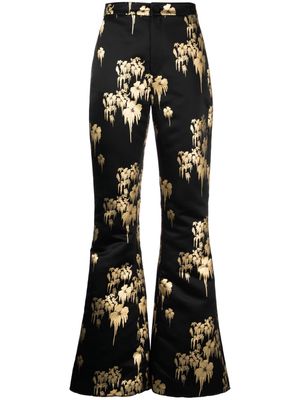 Cynthia Rowley floral-print satin trousers - Black